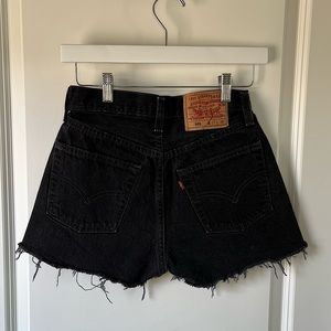 Levi’s Vintage 501 high waisted black cut off shorts